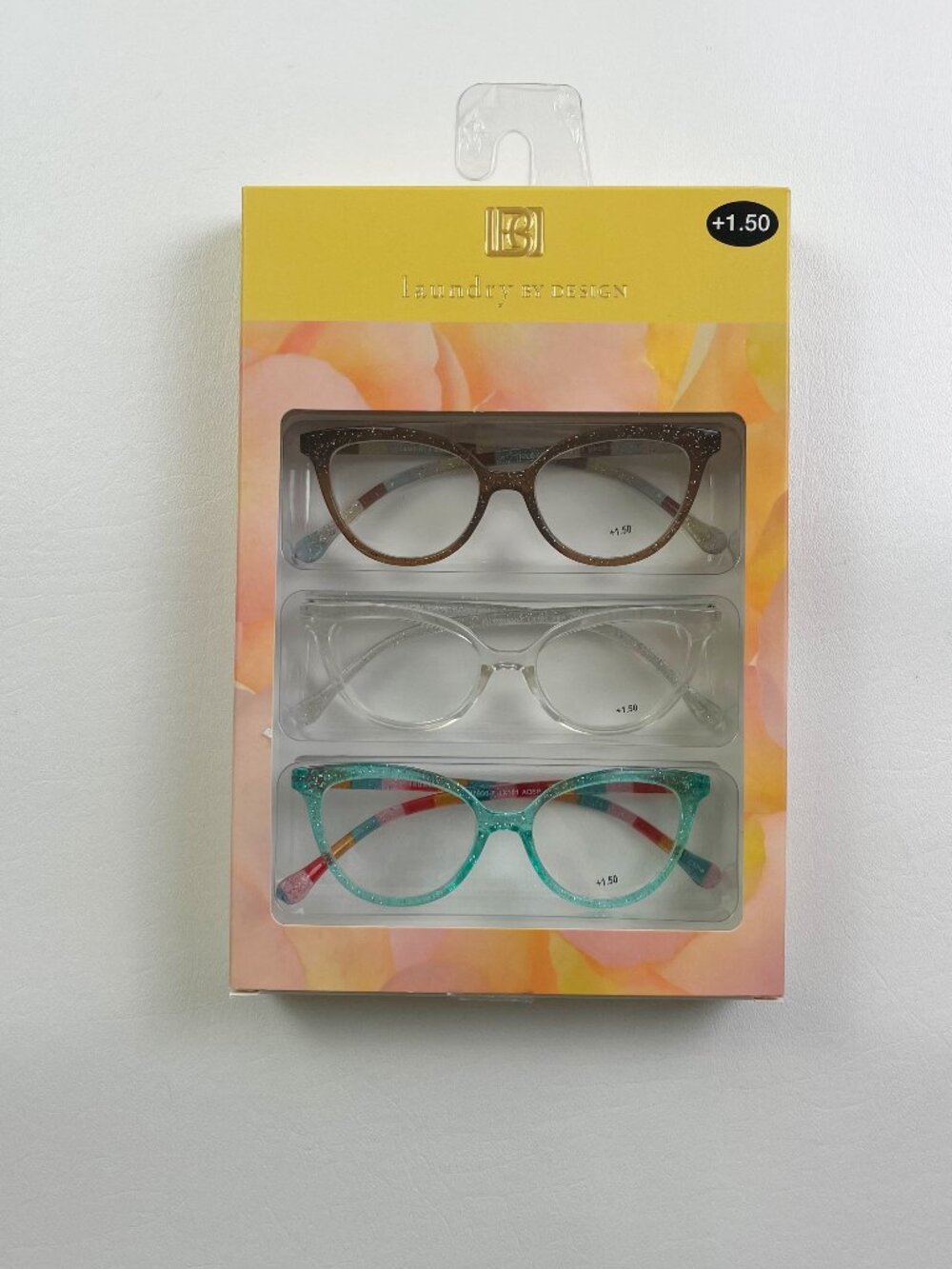Laundry by Design 3 Pack Reading Glasses +1.50 Brown Clear Aqua Glitter New